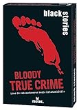 Image of moses 90045 Black Stories Bloody True Crime-50 Rätsel rund um Reale Kriminalfälle Krimi Kartenspiel mit Spielvariante und Punktechips, Rätselspiel für Jugendliche und Erwachsene, White